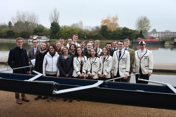 Blessing the new women's boat: Current and past crews